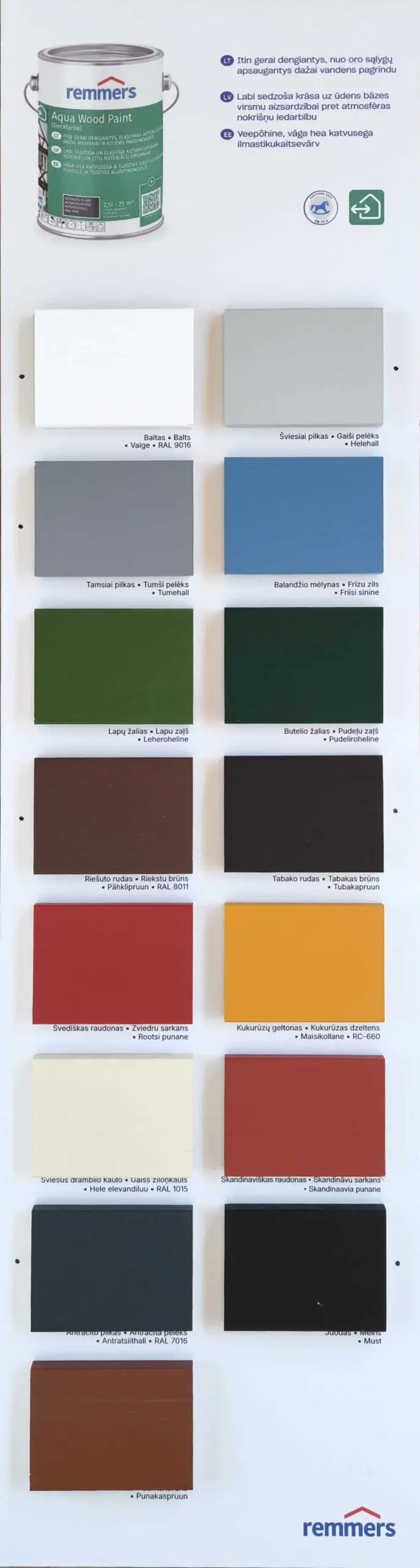 Aqua wood paint Remmers - 0,75 ltr dažai